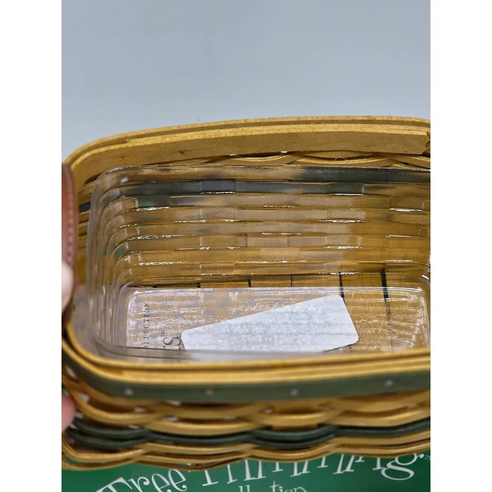 VTG‎ Longaberger Tree Trimming 2002 Treats Basket Green Woven Fabric Liner Box